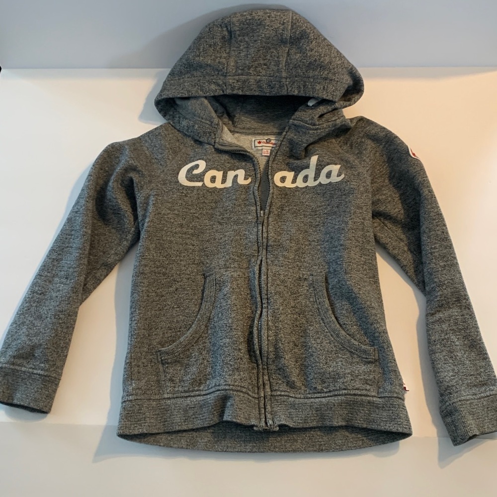 Canadiana Zip Up Hoodie Grey Kids  10/12